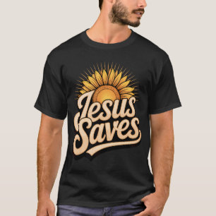 Jesus rettet Sonnenblume dezent christlich religiö T-Shirt