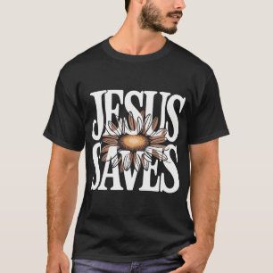 Jesus rettet Sonnenblume Subtile christliche relig T-Shirt