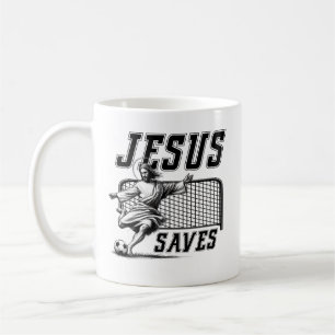 Jesus rettet und schießt Tore - Lustiges Jesus-Fuß Kaffeetasse