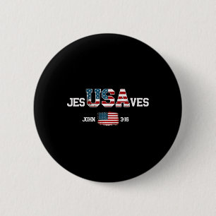 Jesus rettet USA-Amerikanische Flagge Patriotisch  Button