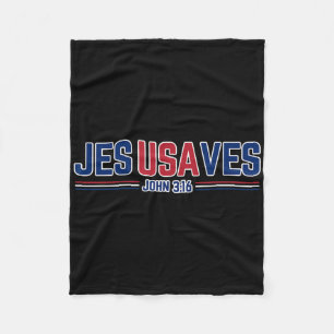 Jesus rettet USA - Christlich Patriotischer Jesus Fleecedecke