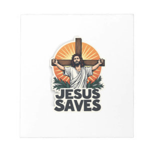 Jesus rettet Vintage-Gravur-Glaubens-Shirt (1) Notizblock