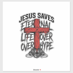 Jesus rettet Vintage-Kreuz christliche Streetwear Aufkleber