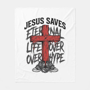 Jesus rettet Vintage-Kreuz christliche Streetwear Fleecedecke