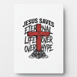 Jesus rettet Vintage-Kreuz christliche Streetwear  Fotoplatte
