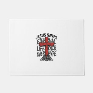 Jesus rettet Vintage-Kreuz christliche Streetwear  Fußmatte