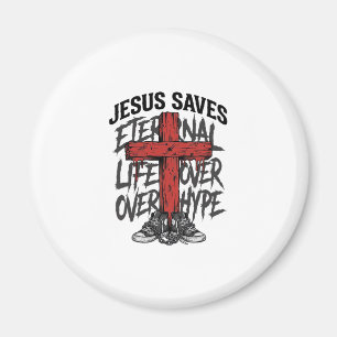 Jesus rettet Vintage-Kreuz christliche Streetwear Magnet