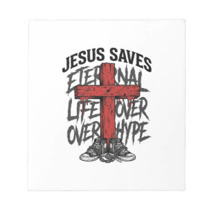 Jesus rettet Vintage-Kreuz christliche Streetwear  Notizblock