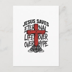 Jesus rettet Vintage-Kreuz christliche Streetwear Postkarte