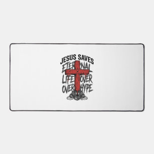 Jesus rettet Vintage-Kreuz christliche Streetwear Schreibtischunterlage
