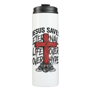 Jesus rettet Vintage-Kreuz christliche Streetwear  Thermosbecher