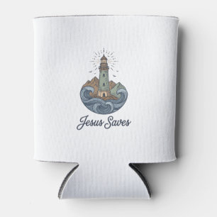Jesus rettet Vintage-Leuchtturm-Christen-Shirt_1 Dosenkühler