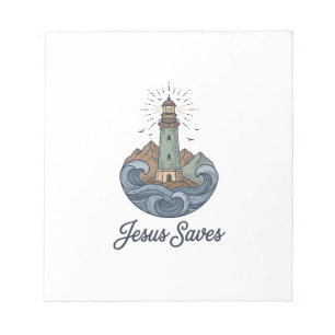 Jesus rettet Vintage-Leuchtturm-Christen-Shirt_1 Notizblock
