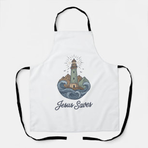 Jesus rettet Vintage-Leuchtturm-Christen-Shirt_1 Schürze