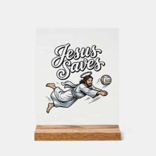Jesus rettet Volleyball Vintage Christliches Shirt Acrylschild