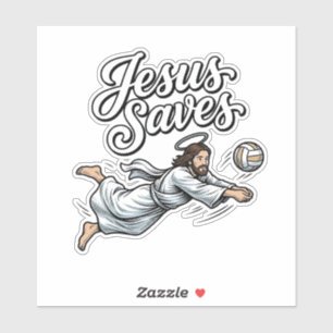 Jesus rettet Volleyball Vintage Christliches Shirt Aufkleber