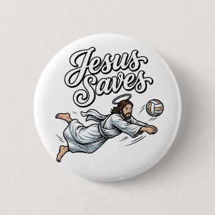Jesus rettet Volleyball Vintage Christliches Shirt Button