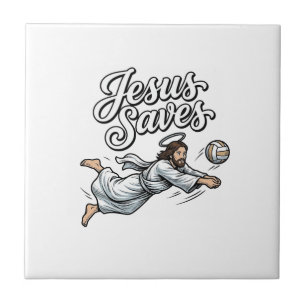 Jesus rettet Volleyball Vintage Christliches Shirt Fliese