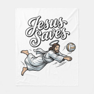 Jesus rettet Volleyball Vintage Christliches T-Shi Fleecedecke