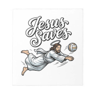 Jesus rettet Volleyball Vintage Christliches T-Shi Notizblock