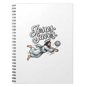 Jesus rettet Volleyball Vintage Christliches T-Shi Notizblock