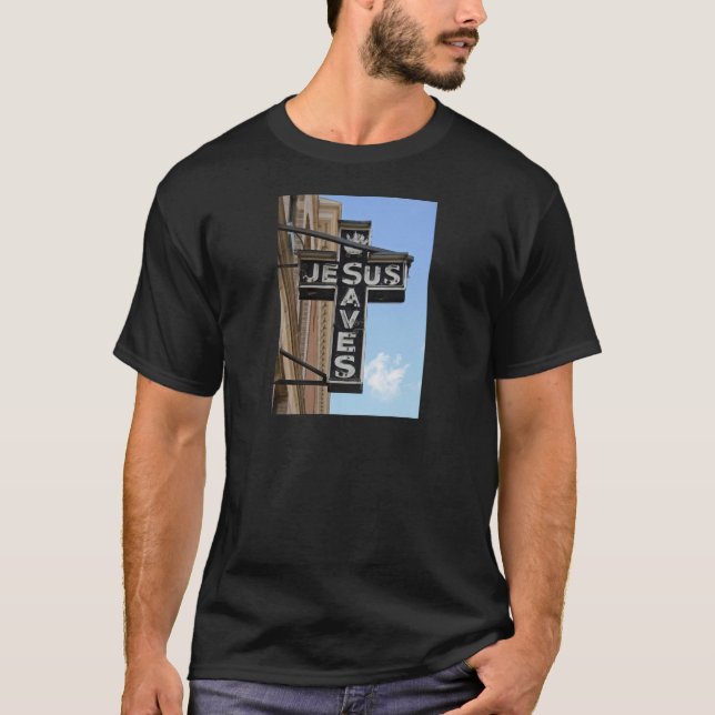 Jesus rettet Zeichen T-Shirt (Vorderseite)