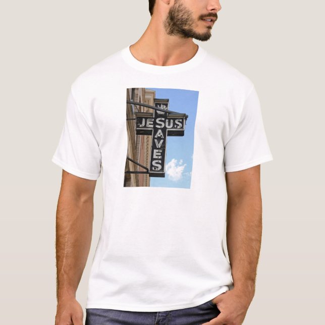 Jesus rettet Zeichen T-Shirt (Vorderseite)