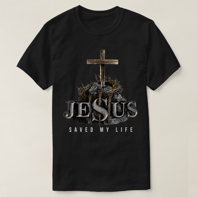 Jesus Rettete mein Leben Christliche religiöse Bib T-Shirt (Design vorne)