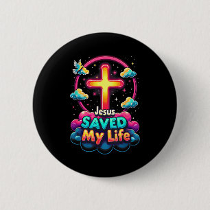 Jesus rettete mein Leben Kreuz Christen Bibel Reli Button