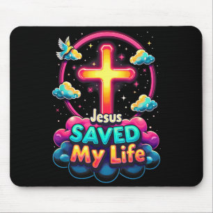 Jesus rettete mein Leben Kreuz Christen Bibel Reli Mousepad
