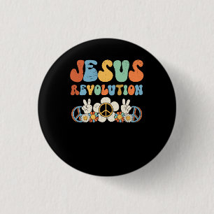 Jesus Revolution Der Glaube Retro Groovy Blume Pea Button