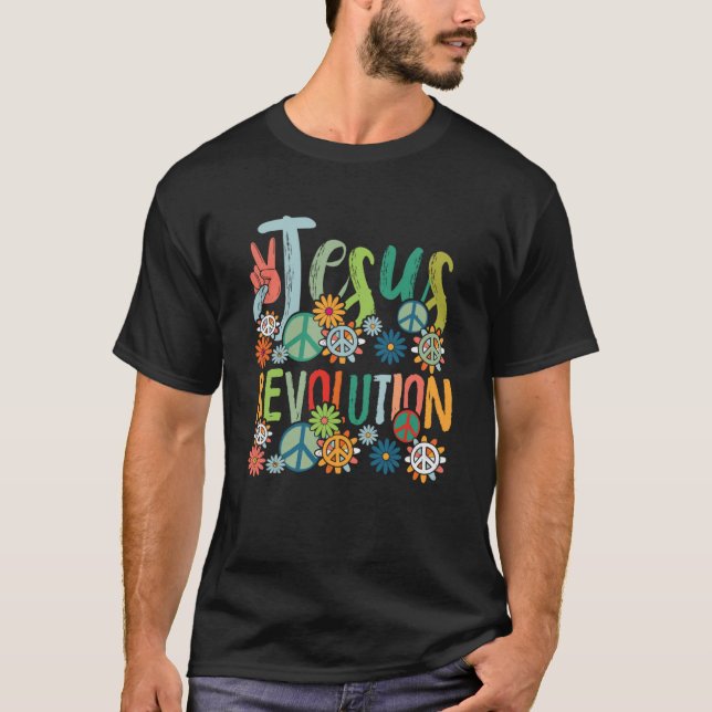 Jesus Revolution Der Glaube Retro Groovy Blume Pea T-Shirt (Vorderseite)