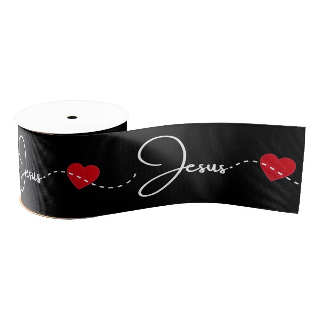 Jesus Ribbon in script and Heart Ripsband (Spule)