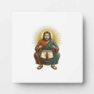 Jesus richtet unangenehmen Wedgie beim Kniebeugen  Fotoplatte