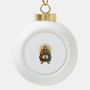 Jesus richtet unangenehmen Wedgie beim Kniebeugen Keramik Kugel-Ornament