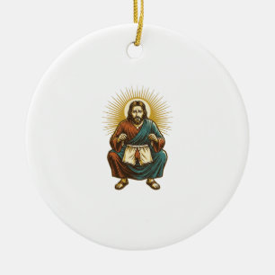 Jesus richtet unangenehmen Wedgie beim Kniebeugen  Keramik Ornament