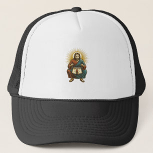 Jesus richtet unangenehmen Wedgie beim Kniebeugen Truckerkappe