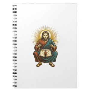 Jesus richtet unangenehmen Wedgie während des Knie Notizblock