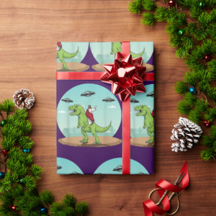 Jesus Riding A Dinosaur Funny Bigfoot UFO Alien Geschenkpapier
