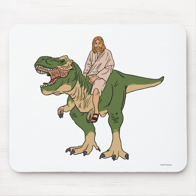 Jesus Riding T-Rex Mousepad (Vorne)