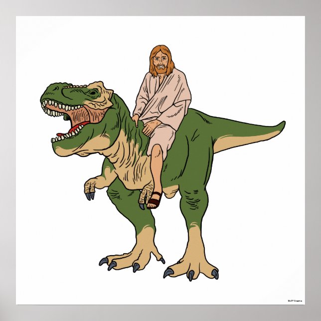 Jesus Riding T-Rex Poster (Vorne)