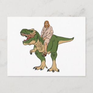 Jesus Riding T-Rex Postkarte