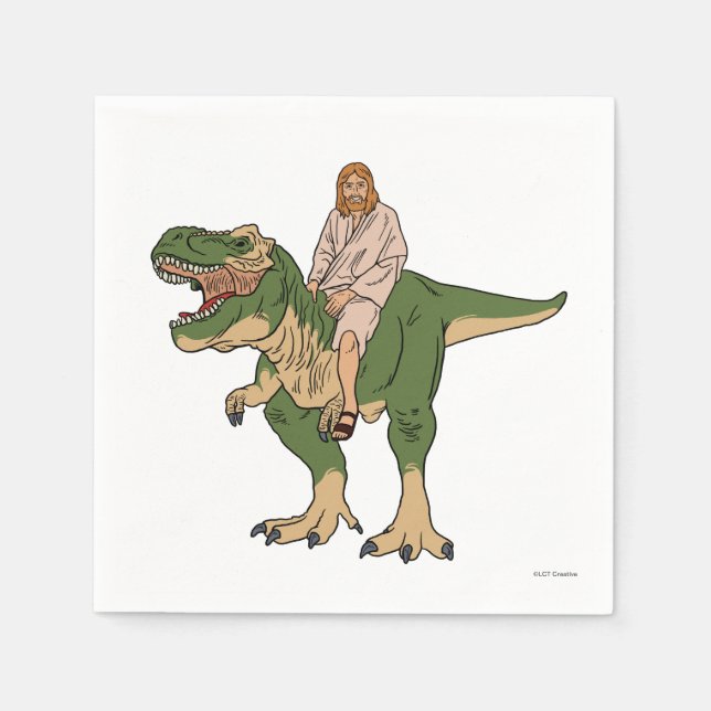 Jesus Riding T-Rex Serviette (Vorderseite)