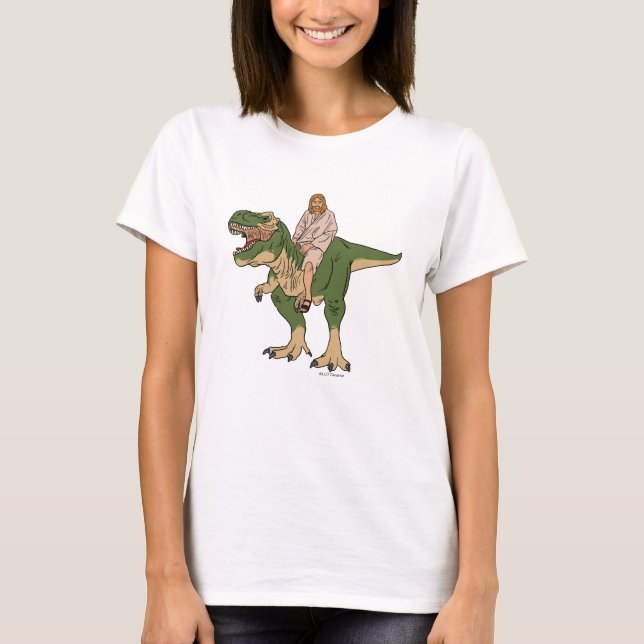 Jesus Riding T-Rex T-Shirt (Vorderseite)