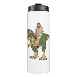 Jesus Riding T-Rex Thermosbecher