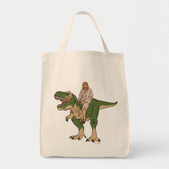 Jesus Riding T-Rex Tragetasche (Vorne)