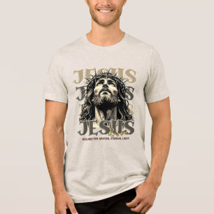 Jesus Risen - Jesus Christus künstlerisch Tri-Blend Shirt