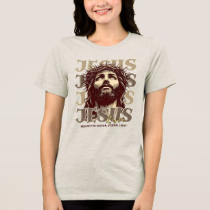 Jesus Risen - Jesus Christus künstlerisch Tri-Blend Shirt