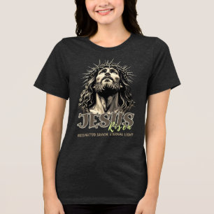 Jesus Risen - Jesus Christus künstlerisch Tri-Blend Shirt