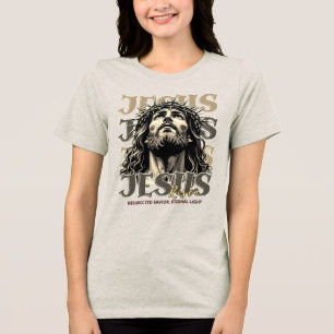 Jesus Risen - Jesus Christus künstlerisch Tri-Blend Shirt